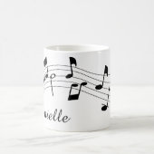 Muzieknoten Script Naam Aangepaste kleur Koffiemok (Center)