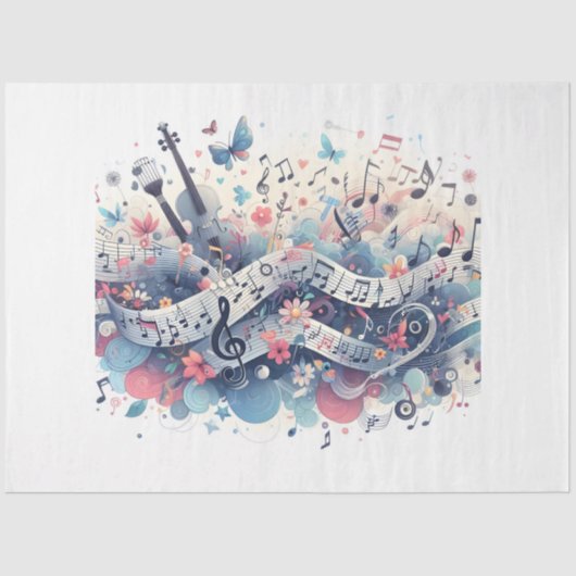 Muzieknoten Serie Ontwerp 5 Tissuepapier (Voorkant)