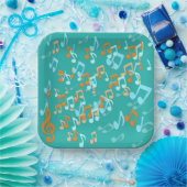 Muzieknoten sinaasappel en blues papieren bordje (Feest)