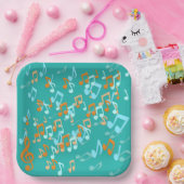 Muzieknoten sinaasappel en blues papieren bordje (Feest)