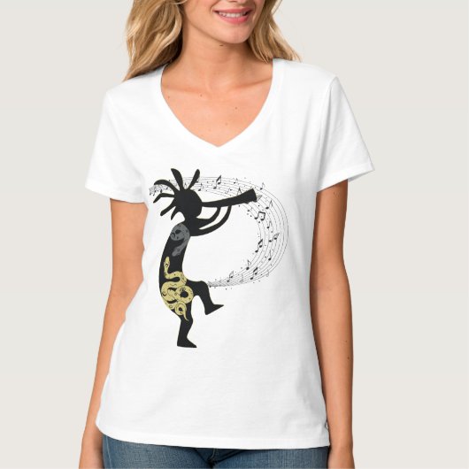Muzieknoten Snake Kokopelli Native American T-shirt (Voorkant)