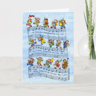 Muzieknoten Song voor Kids-Christmas Wenskaart Feestdagen Kaart