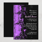 Muzieknoten Stars Bat Mitswa Invitation paarse Kaart (Voorkant / Achterkant)