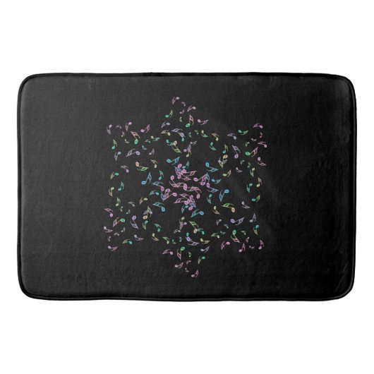 muzieknoten Ster op zwart Badmat (Voorkant)