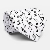 Muzieknoten Stropdas - Wit en Zwart door Heard_ (Opgerold)