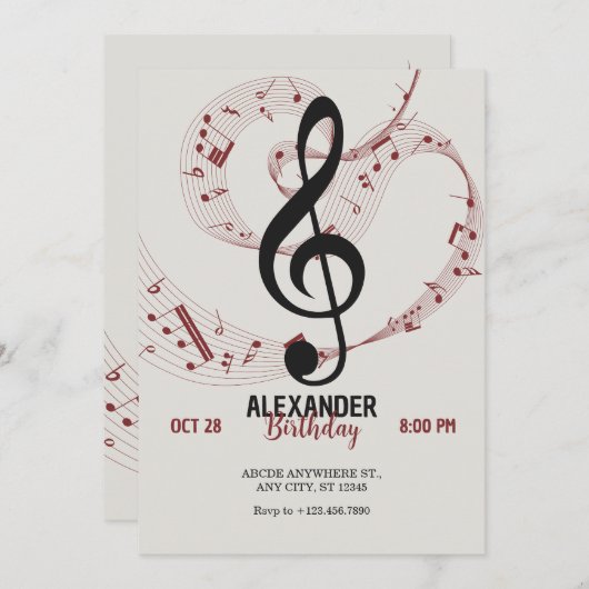 Muzieknoten symfonie  kaart (Voorkant / Achterkant)