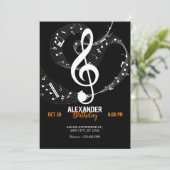 Muzieknoten symfonie-uitnodiging kaart (Staand voorkant)