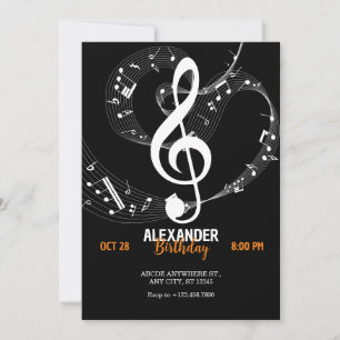 Muzieknoten symfonie-uitnodiging kaart