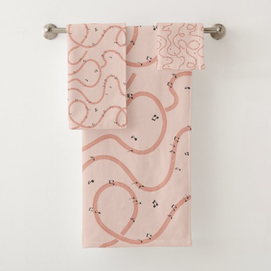 Muzieknoten Teken extra Roze Bad Handdoek (Insitu)