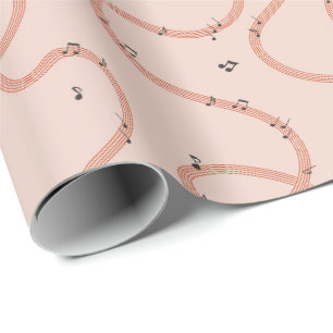 Muzieknoten Teken extra Roze Cadeaupapier