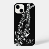 Muzieknoten Toetsenbord Monogram Naam Aangepaste k iPhone Hoesje (Achterkant)