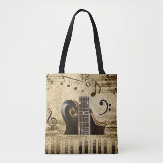 Muzieknoten-toetsenbordgitaar Tote Bag (Voorkant)