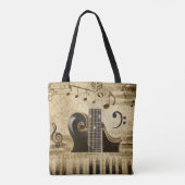 Muzieknoten-toetsenbordgitaar Tote Bag (Achterkant)