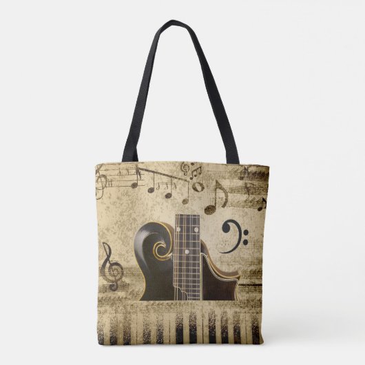 Muzieknoten-toetsenbordgitaar Tote Bag (Achterkant)