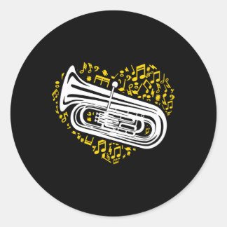 Muzieknoten Tuba Tubist Muziek Tuba Speler Marchin Ronde Sticker