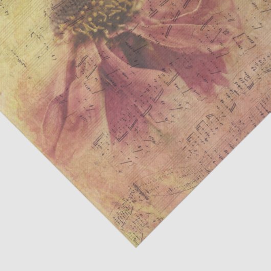 Muzieknoten van bloem en mensvogel tissuepapier (Detail)