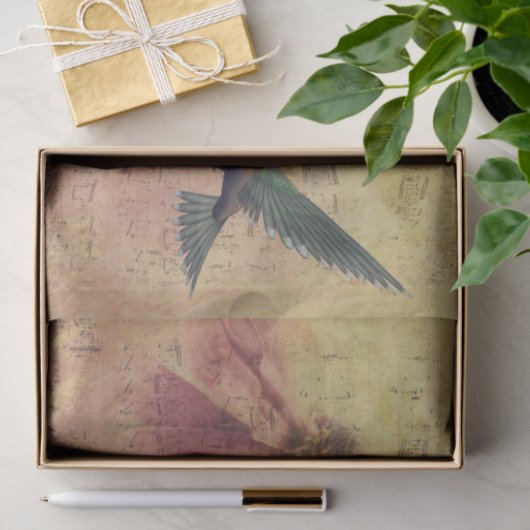 Muzieknoten van bloem en mensvogel tissuepapier (Geschenk)