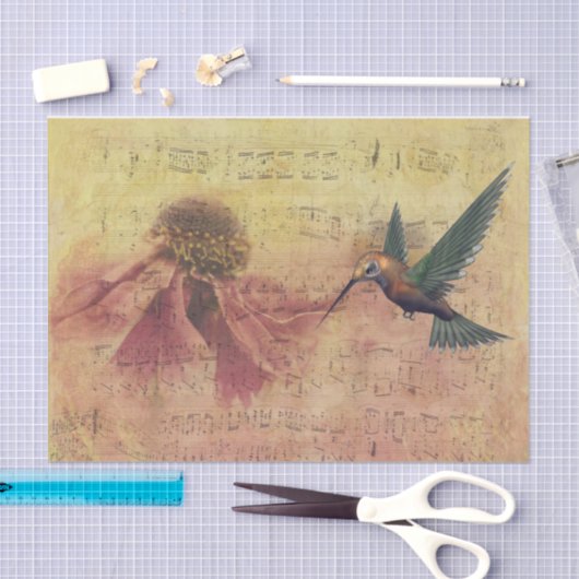 Muzieknoten van bloem en mensvogel tissuepapier (Craft)