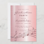 Muzieknoten van de Graduparty blush roze Kaart (Voorkant)