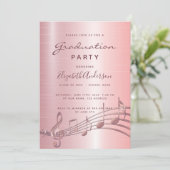 Muzieknoten van de Graduparty blush roze Kaart (Staand voorkant)