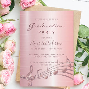 Muzieknoten van de Graduparty blush roze Kaart