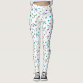 Muzieknoten van de regenboog van pasta's op witte  leggings (Voorkant)