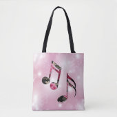 Muzieknoten van Floral Roze Snowflakes Tote Bag (Voorkant)
