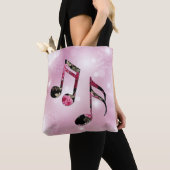 Muzieknoten van Floral Roze Snowflakes Tote Bag (Dichtbij)