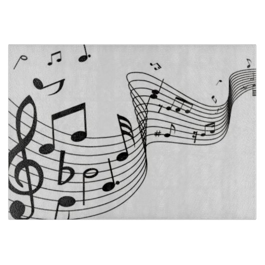 Muzieknoten van kool snijplank (Voorkant)