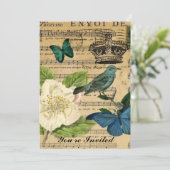 muzieknoten van kroon Roos shabby elegance Kaart (Staand voorkant)