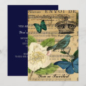 muzieknoten van kroon Roos shabby elegance Kaart (Voorkant / Achterkant)