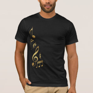 Muzieknoten van metalen goud t-shirt