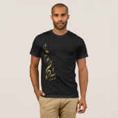 Muzieknoten van metalen goud t-shirt (Voorkant volledig)