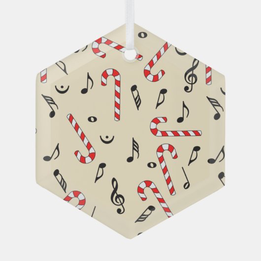 Muzieknoten van snoepsuikerriet glas ornament (Voorkant)