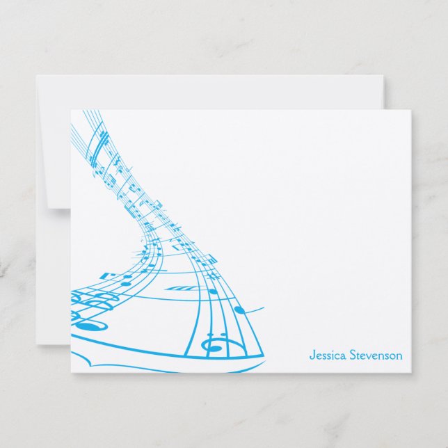 Muzieknoten Vaste Kaart notitie (blauw) (Voorkant)