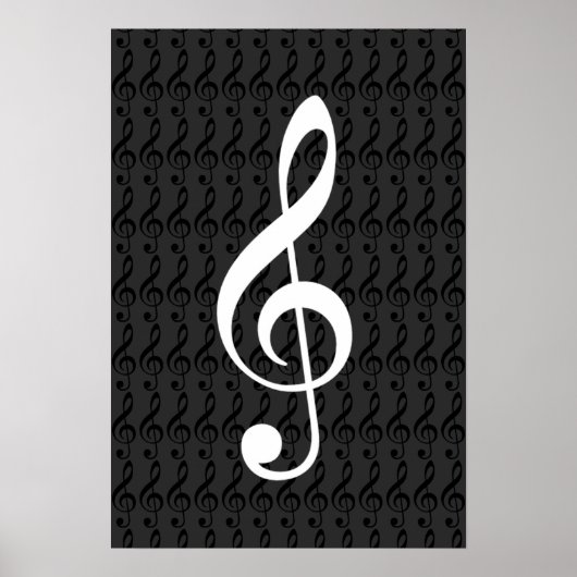 muzieknoten, verdrievoudigen, koele grafische soft poster (Voorkant)