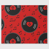 muzieknoten Vinyl Record Hart Rood Cadeaupapier (Vlak)