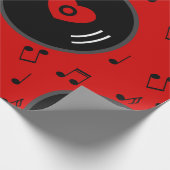 muzieknoten Vinyl Record Hart Rood Cadeaupapier (Hoek)