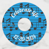 Muzieknoten voor aangepaste namen wijnglaslabel (Voorkant)