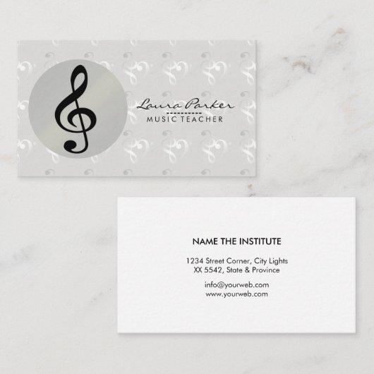 muzieknoten voor de leraar musicus visitekaartje (Voorkant / Achterkant)