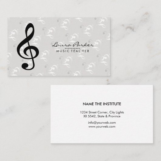 muzieknoten voor de leraar musicus visitekaartje (Voorkant / Achterkant)