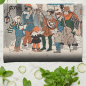 Muzieknoten voor kerstCarolers Musicians Theedoek (Gevouwen)