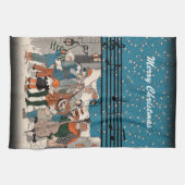 Muzieknoten voor kerstCarolers Musicians Theedoek (Horizontaal)