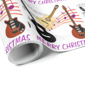 Muzieknoten voor kerstgitaren Musiciaans Band Fun Cadeaupapier (Rol Hoek)