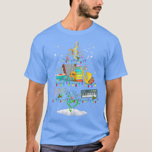 Muzieknoten voor muziekinstrumenten met kerstboomm t-shirt