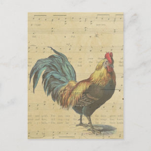 Muzieknoten voor  rooster Rustisch land Briefkaart
