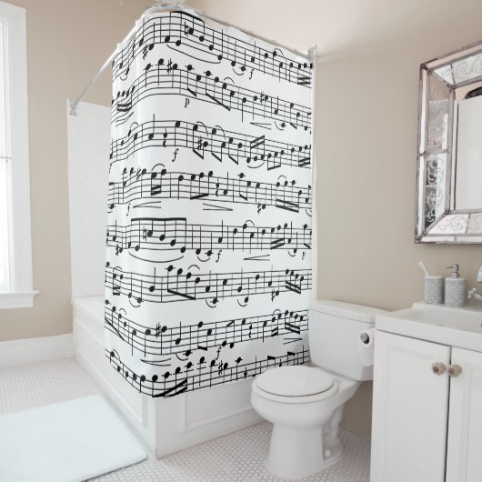 Muzieknoten voor vellen douchegordijn (In situ)
