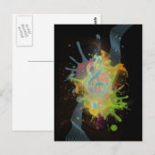 Muzieknoten voor wolkleurige waterverf briefkaart (Voorkant / Achterkant)