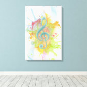 Muzieknoten voor wolkleurige waterverf canvas afdruk (Insitu (Houten vloer))