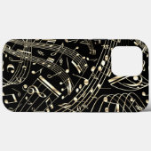Muzieknoten voor zwart en goud Case-Mate iPhone case (Achterkant (horizontaal))